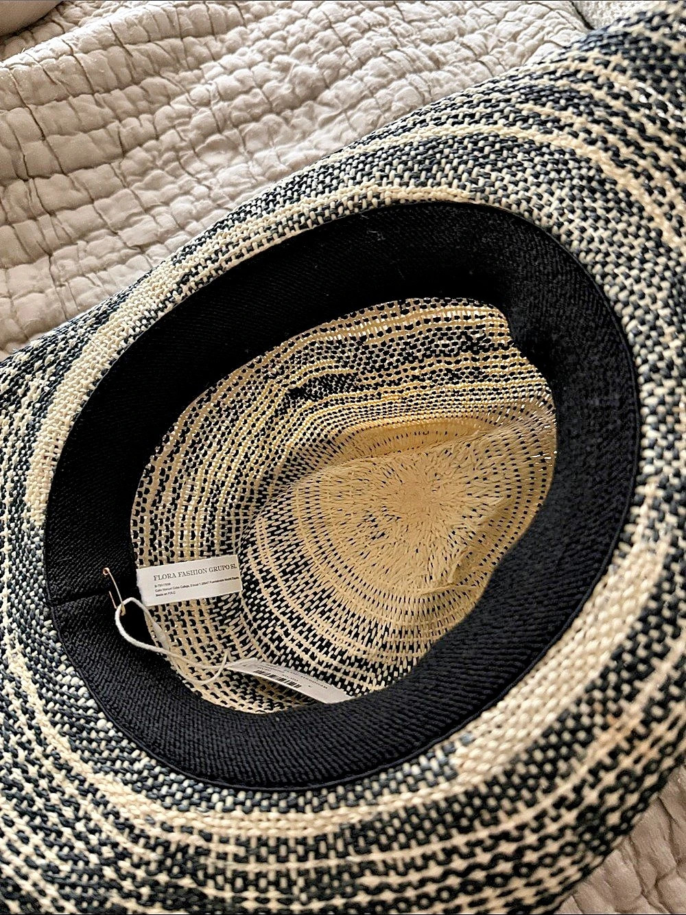 Flora Sombrero Woven Cowboy Hat in Black & Cream NWT - Picture 14 of 16